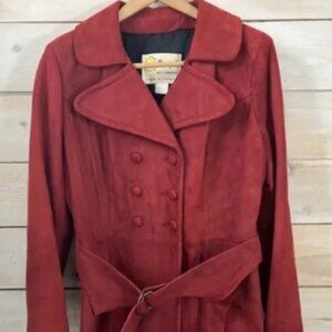 VTG 70s Marquis of London Made in Canada Suede Leather Jacket Red Sz M